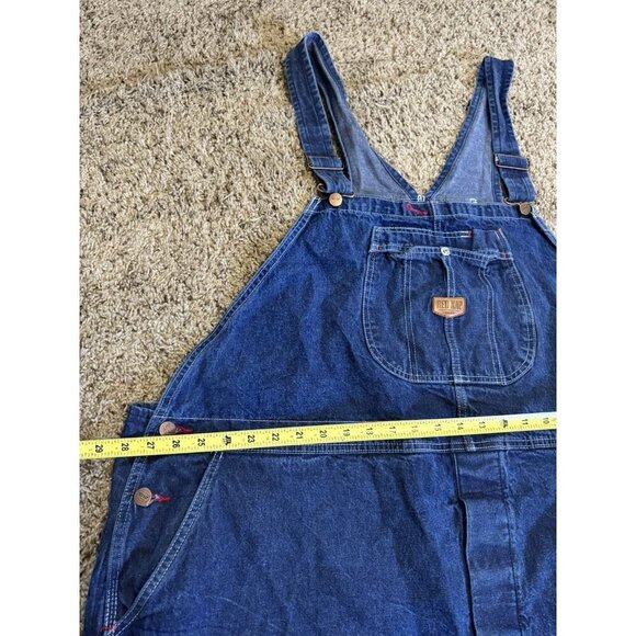 RED KAP Dark Denim Bib Overall Blue Jeans Cotton Carpenter Utility 56x32 - Picture 5 of 7